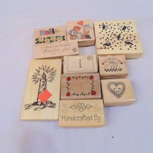 Wood Rubber crafting lot of 10 stamps